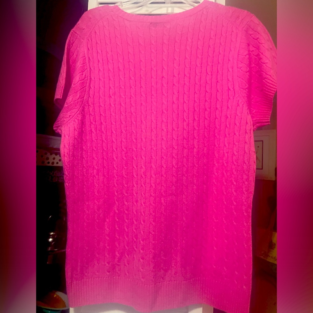 Cashmere Lilly Pulitzer, short sleeve, basic pink sweater shirt